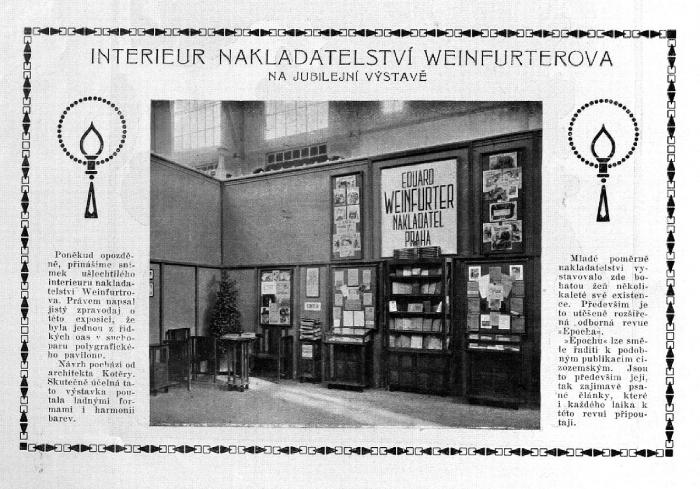 Expozice nakladatelství E. Weinfurter na Jubilejní výstavě 1908