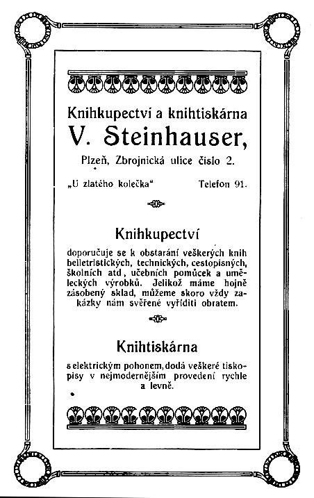 Prospekt firmy V. Steinhauser (1920)